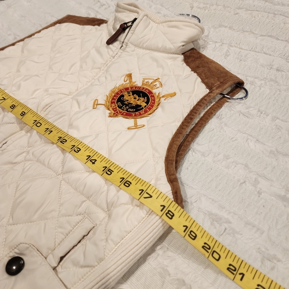 Ralph Lauren Equestrian Crest Quilted Vest Women's Large Cream Quiet Luxury 🐎✨ - Picture 3 of 12